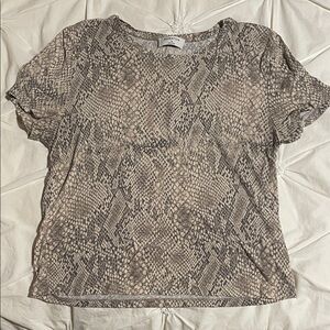 Babaton Short Sleeve Snake Print Top - Taupe and Gray
